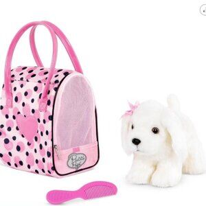 Pucci Pups Pink & Black Spot Print Glam Bag with Maltese Stuffed Animal